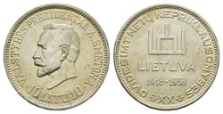10 Litu, 1938, 20. Jubiläum der Republik, KM 84, kl. Kr., f. vz.  ...