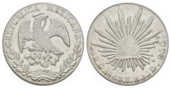 8 Reales, 1863, Mexiko City, KM 377.10, gereinigt, wz. Kr., f.vz.  ...