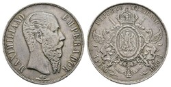 1 Peso, 1866, Maximilian, KM 388.1, kl. Rf., ss.  Automatically ...