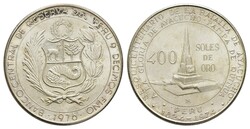 400 Soles de oro, 1976, Lima, Ag., 150. Jahrestag der Schlacht v. ...