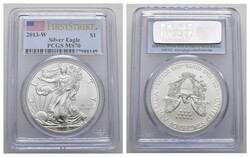 1 Dollar, 2013, W, Silver Eagle, PCGS MS 70, First Strike  ...
