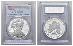 1 Dollar, 2013, W, Silver Eagle, PCGS PR 70 DCAM, First Strike  ...