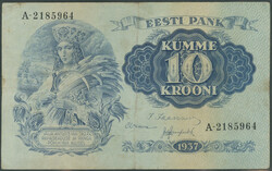 Estland, Eesti Pank, 3x 10 Krooni 1937, P-67a, Erh. III-IV/F-VG ...