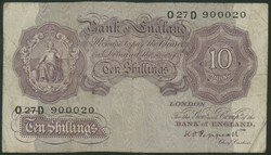 Großbritannien, Lot 9 St.: 10 Schilling (1940-48) P-366, IV; 1 Pound ...