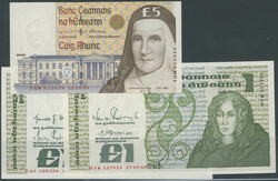 Irland, Lot 3 St.: 1 Pound 15.11.84 und 1 Pound 17.7.89, P-70c, d; 5 ...