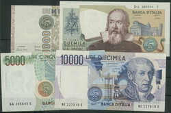 Italien, 4 St.: 1000 Lire1982, P-109a; 2000 Lire 1983, P103c; 5.000 ...