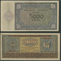 Kroatien, 3 St.: 5000 Kuna 1.9.1943 (II); 2x 5000 Kuna 15.7.1943 (II) ...