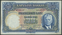 Lettland, Latvijas Bankas, 50 Latu 1934 (III) P-20a und 25 Latu 1938 ...