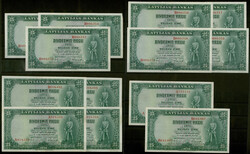 Lettland, 13 St.: 25 Latu 1938 Ser. A und B mit teilweise ...