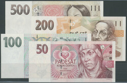 Tschechische Republik, Lot 4 St.: 50, 100, 200 und 500 Korun 1997 ...
