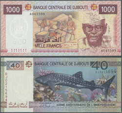 Dschibuti, Banque Centrale de Djibouti, 2 St.: 1000 Francs o. D ...
