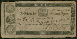 Argentinien, El Estado de Buenos Ayres, 5 Pesos 1.5.1856, einseitig ...