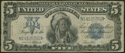 USA, 5 Dollars 1899, Silber-Zertifikat, Indianer Häuptling "Die ...