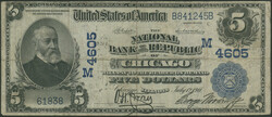 USA, National Bank of the Republik Chicago, 5 Dollars 1902 ...