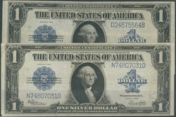 USA, Silver Certificate, 2x 1 Dollar 1923 Sign. Spielman/ White, Ser. ...