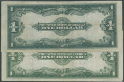 USA, Silver Certificate, 2x 1 Dollar 1923 Sign. Spielman/ White, Ser. ...