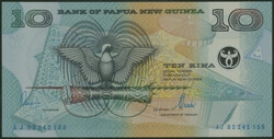 Papua-Neuguinea, 10 Kina (20)02, Polymer Ser. AJ02242155 blau, Sign. ...