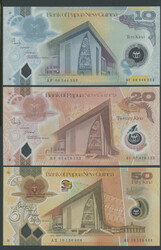 Papua-Neuguinea, Lot 3 St., Polymer: 10 Kina (20)08 Pick 30a; 20 Kina ...