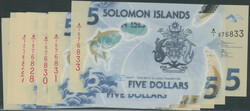 Solomon-Inseln, 8x 5 Dollars o. D. (2019) Polmer, Pick W38a, I/unc.  ...