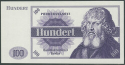 BRD, Deutsche Bundesbank 1960-1999, 100 DM Probebanknote "100", lila, ...