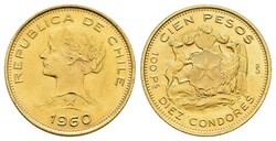 100 Pesos, Gold, 1960, Santiago, K.M. 175, Fried. 54, lt. berieben, ...