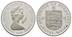 Guernsey, 25 Pence, 1978, KM 32a, oxidiert, gekapselt, PP