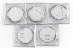 5x 5 Dollars, 2010, Maple Leaf, je 1 oz Silber, teils angelaufen und ...