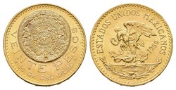 20 Pesos, Gold, 1959, Atztekenkalender, KM 478, Anflug v. Goldpatina, ...
