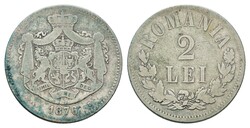 2 Lei, 1876, Karl I., Brüssel, KM 8, Rauta 14, s. Seltener ...