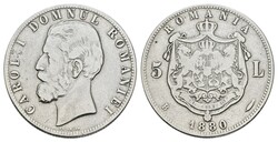 2x 5 Lei, 1880 und 1883, Karl I., KM 12 und 17.1, gereinigt, mit ...