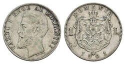 1 Leu, 1901, Karl I., Hamburg, KM 24, Rauta 50, Grünspan, ...