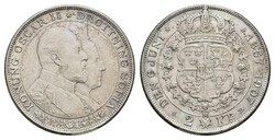 2 Kronen, 1907, Oscar II., zu seiner goldenen Hochzeit mit Sofia, KM ...