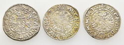 3x 3 Groschen, 1633, 1634 und 1637, Ferdinand III., je Prag, ss-vz