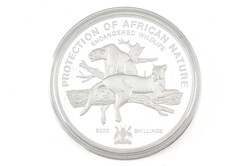 5000 Shillings, 1993, Endangered Wildlife - Leopard, 1/2 kg Silber, ...