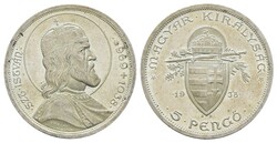 5 Pengö, 1938, Heiliger Stephan, KM 516, vz-stAutomatically ...