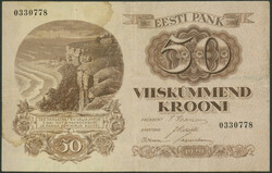 Estland, Eesti Pank, 50 Krooni 1929, P-65; etw. fleckig, III/ VF