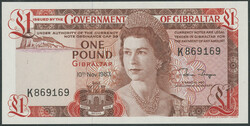 Gibraltar, Government, 1 Pound 10.11.1983, Ser. K869169, P-20c, I/ unc