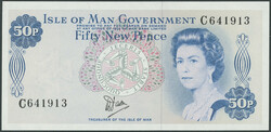 Isle of Man, Government, 50 New Pence o. D. (1979), Ser. Nr. C641913, ...