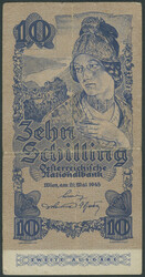 Österreich, Interimsnoten, 4 St.: 10 Schilling 1945, 2. Auflage (Ri. ...