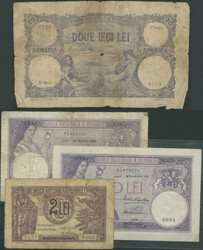 Rumänien, Nationalbank, Set 4 St.: 5 Lei 25.3.1920 (P-19, IV); 5 Lei ...