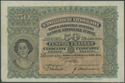 Schweiz, 50 Franken 1.4.1924, Typ Holzfäller, P- 34a, ...