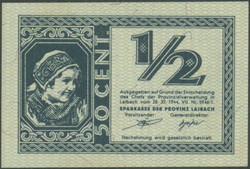 Slowenien, 1/2 Lire /50 Cent 1944, Provinz Laibach, Pick R1; I/ unc
