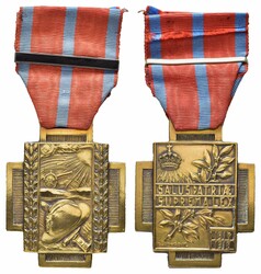 Belgien, Feuerkreuz (Croix du Feu), Bronze, am Band, mit Bandspange, ...
