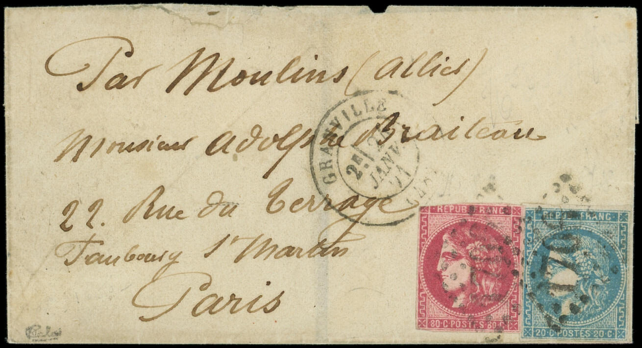 Boules de Moulins N°46A et 49 touché obl. GC 1706 s. LAC, càd T17 ...