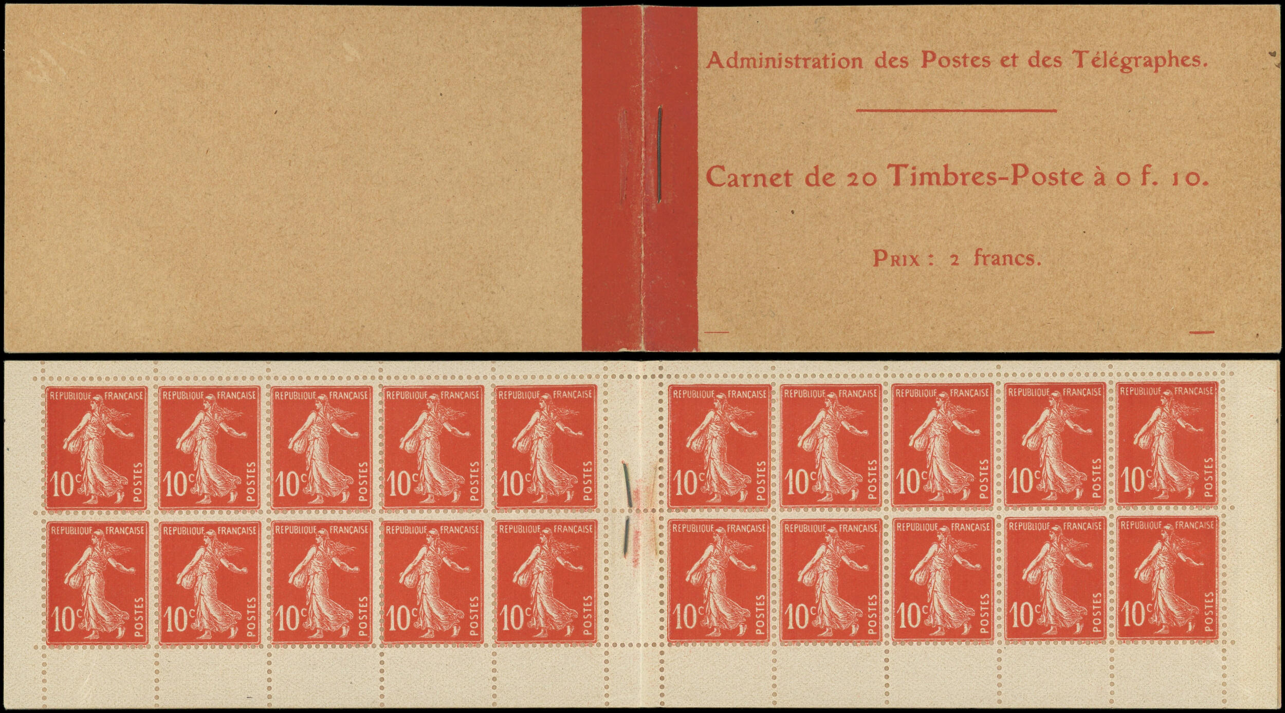 138-C1 Semeuse Camée, 10c. rouge, n°138d, T IC, couverture postale, ...