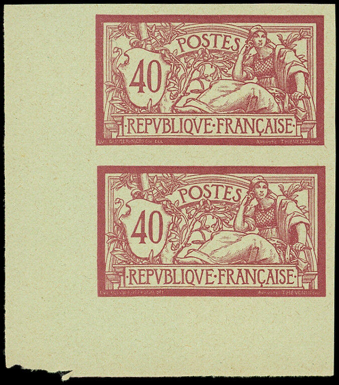 119 Merson, 40c. rouge s. verdâtre, ESSAI de couleur sans teinte de ...
