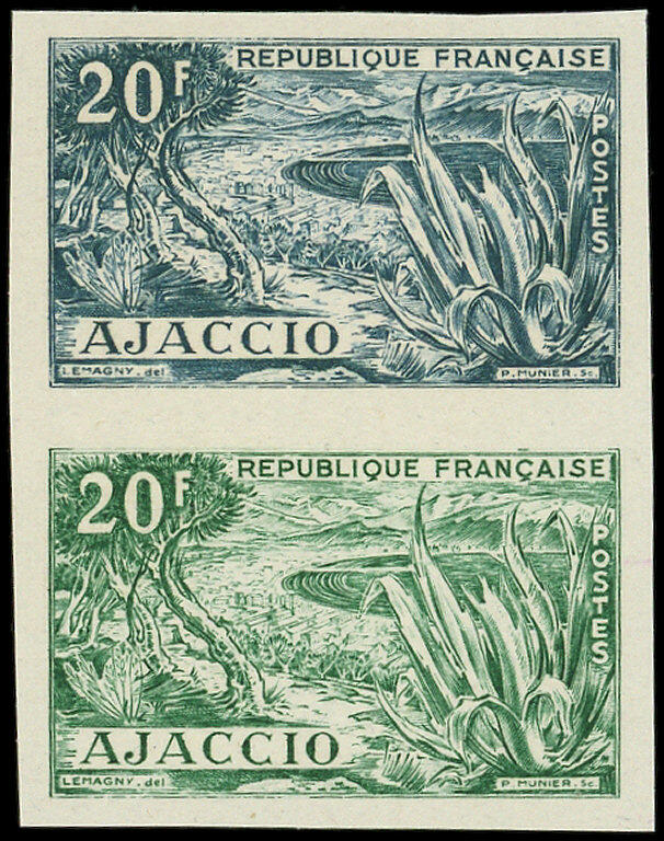 981A Ajaccio, 1er projet, PAIRE ESSAI de COULEUR en vert et bleu-vert ...