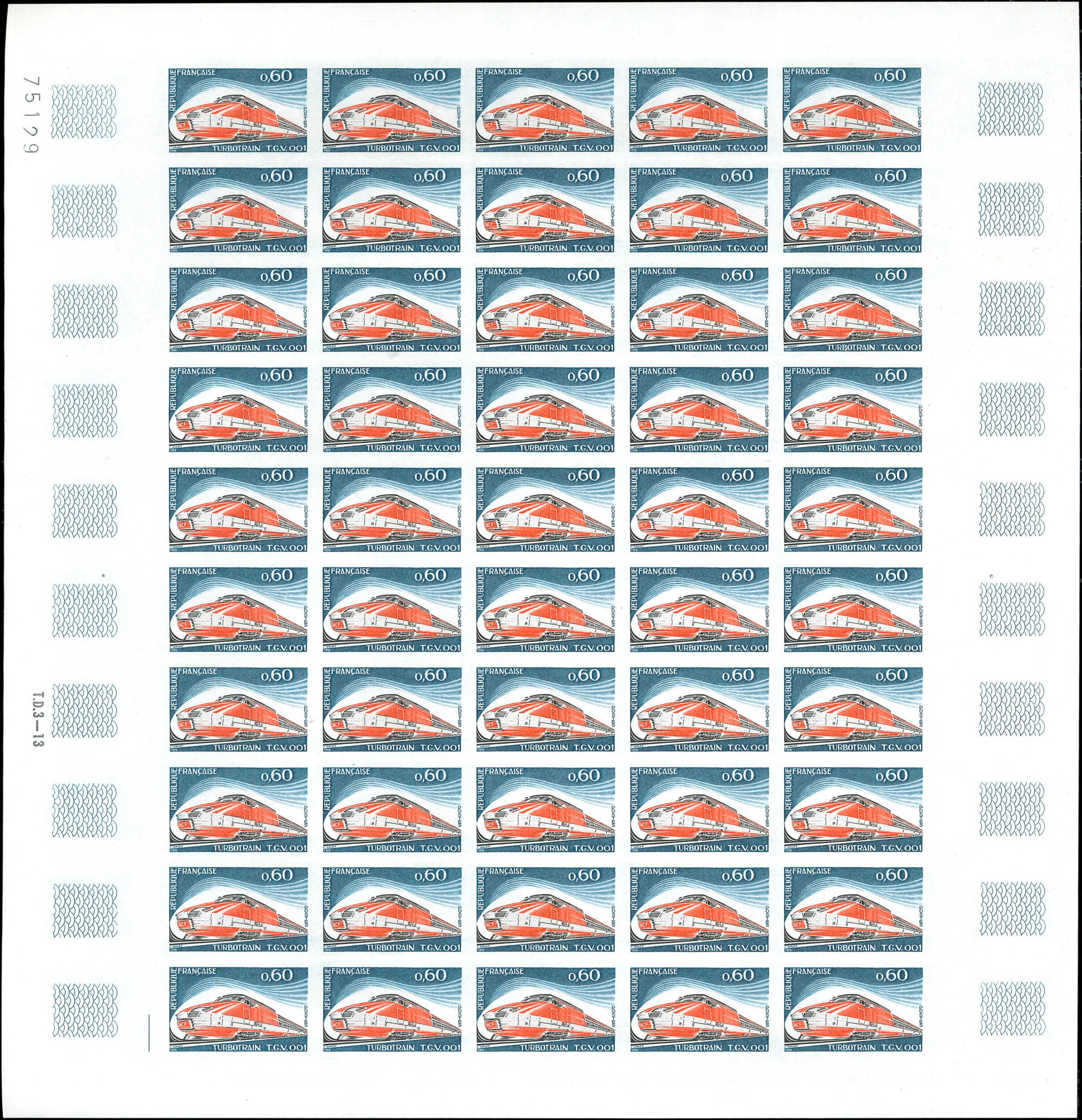1802 Turbotrain, FEUILLE de 50, TB (Catalog value 3000,-)