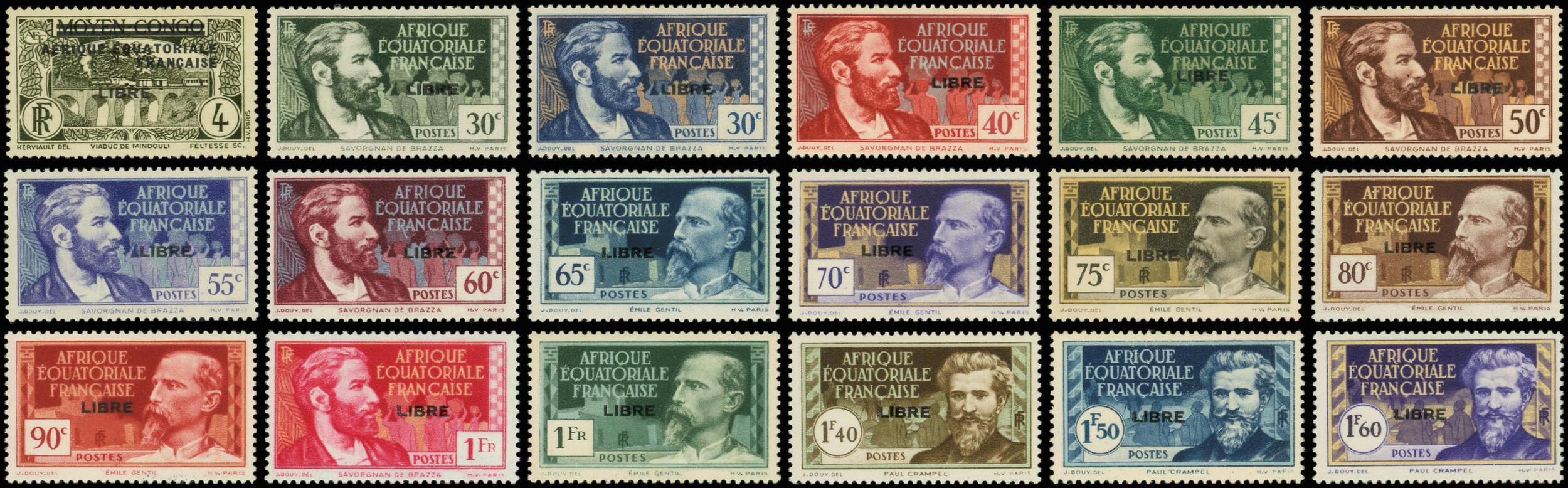 A.E.F. 102/27 : série FRANCE LIBRE, TB (Catalog value 800,-)