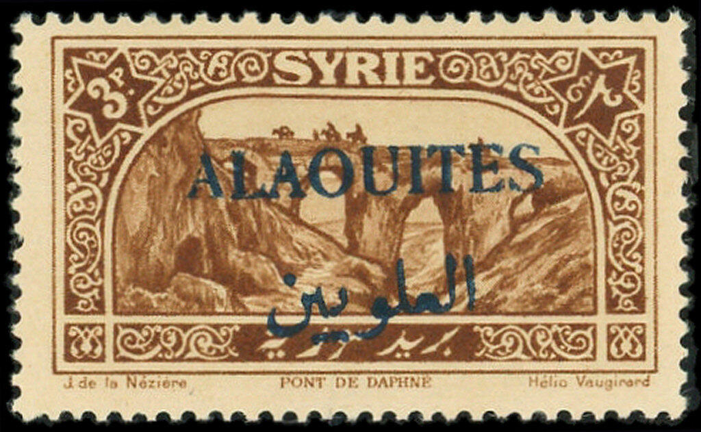 ALAOUITES 31a : 3p. brun, surcharge BLEUE, TB (Catalog value 130,-)